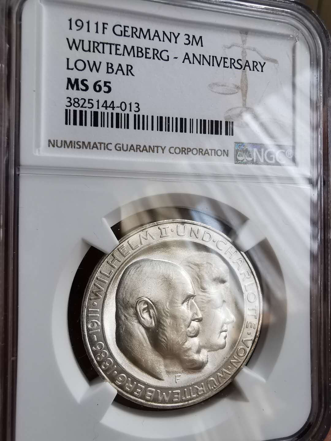 凡希社世界钱币微拍第一百十一期 1911符腾堡3马克NGC-MS65