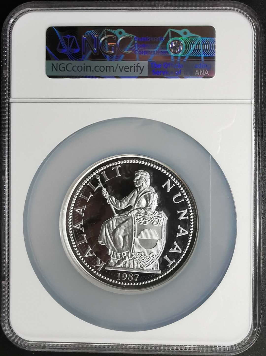 凡希社世界钱币微拍第一百十一期 荐！1987格陵兰北极熊5P大银NGC-PF68UC