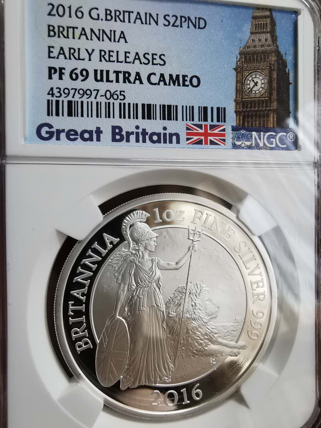 凡希社世界钱币微拍第一百十一期 2016不列颠尼亚1盎司精铸大银初铸NGC-PF69UC