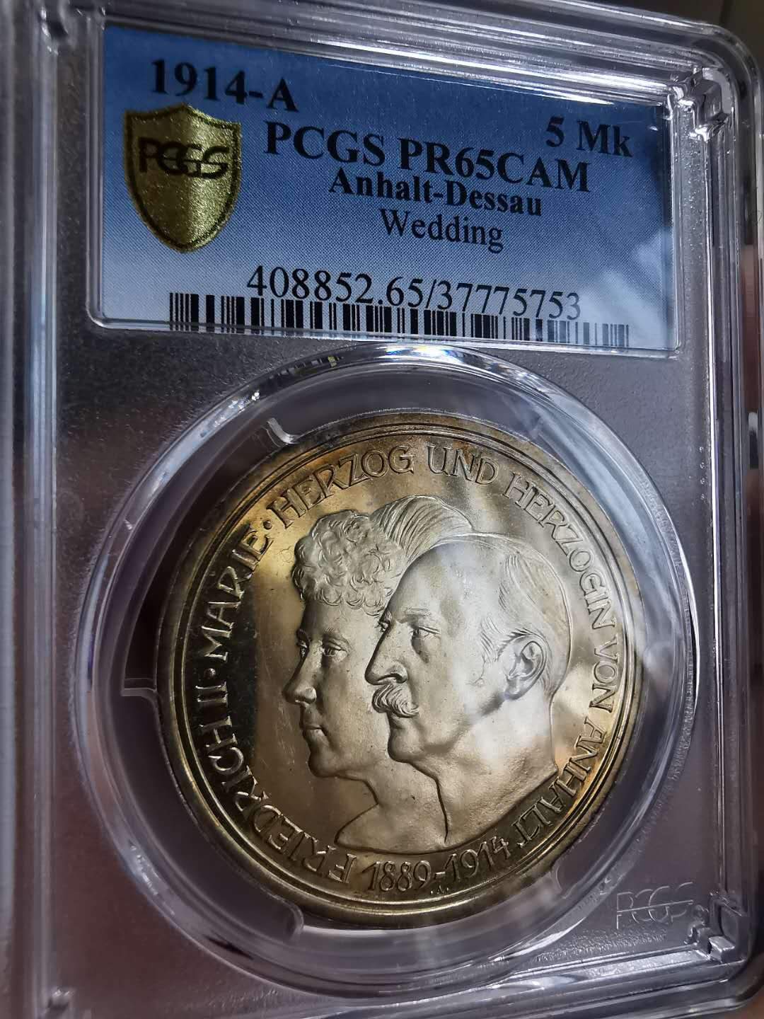凡希社世界钱币微拍第一百十一期 荐！1914安哈特精制5马克大银PCGS-PF65CAM五彩亚军分！