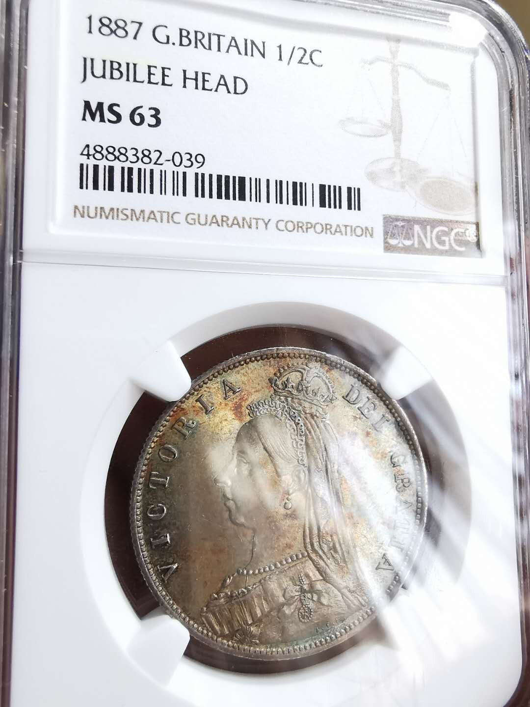 凡希社世界钱币微拍第一百十一期 1887老维1/2克朗NGC-MS63