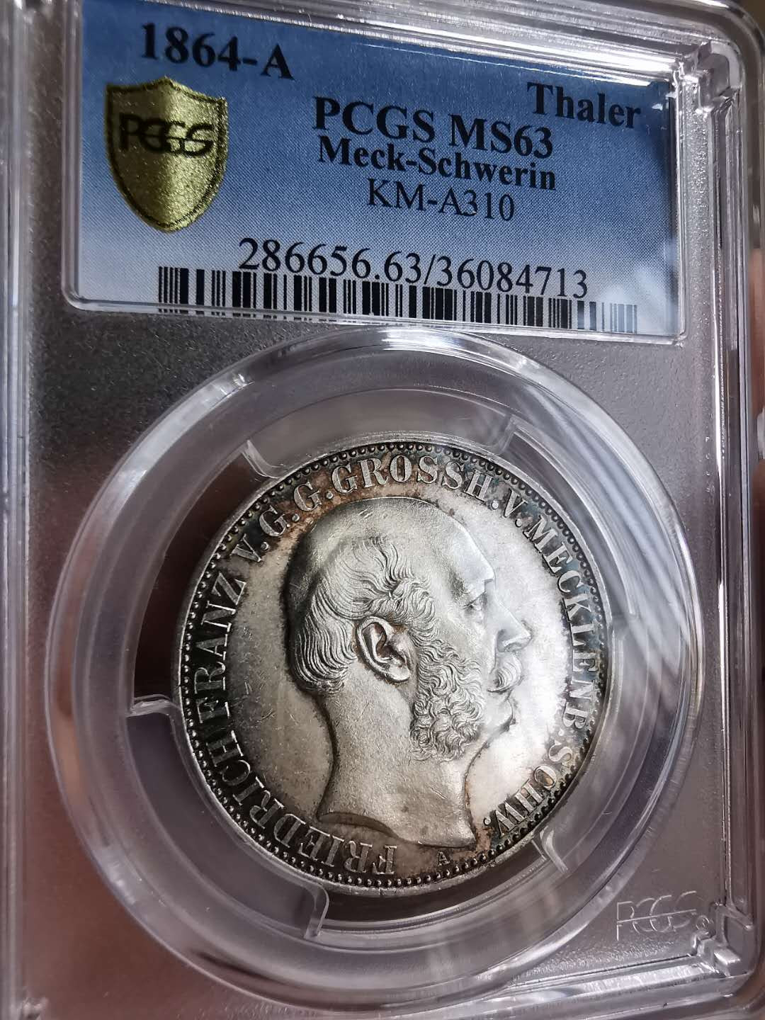 凡希社世界钱币微拍第一百十一期 荐！1864德国梅克什未林泰勒PCGS-MS63