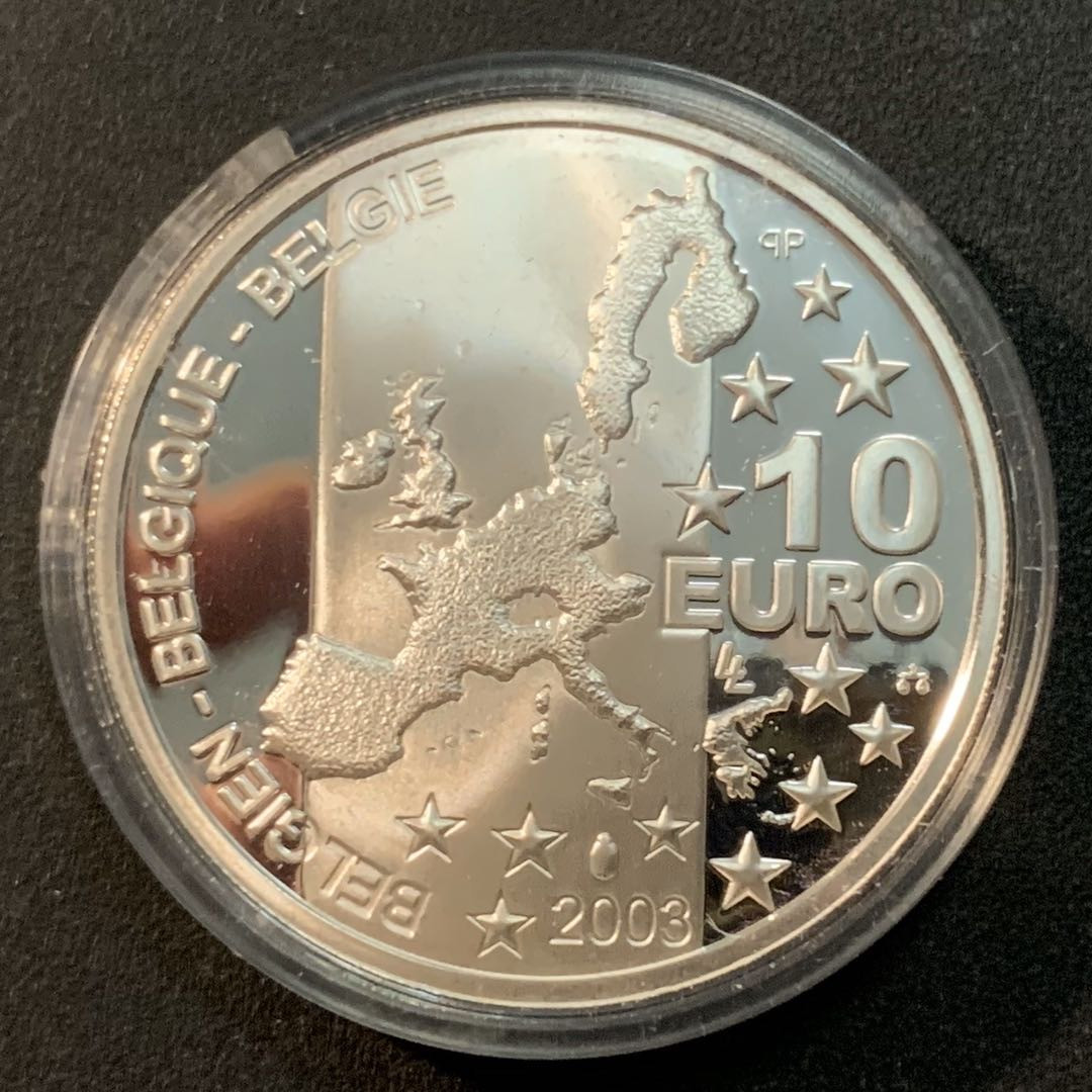 紫瑗钱币—微拍第32期  比利时 2003年  西蒙尼 10欧元 18.9克 0.925银 精制