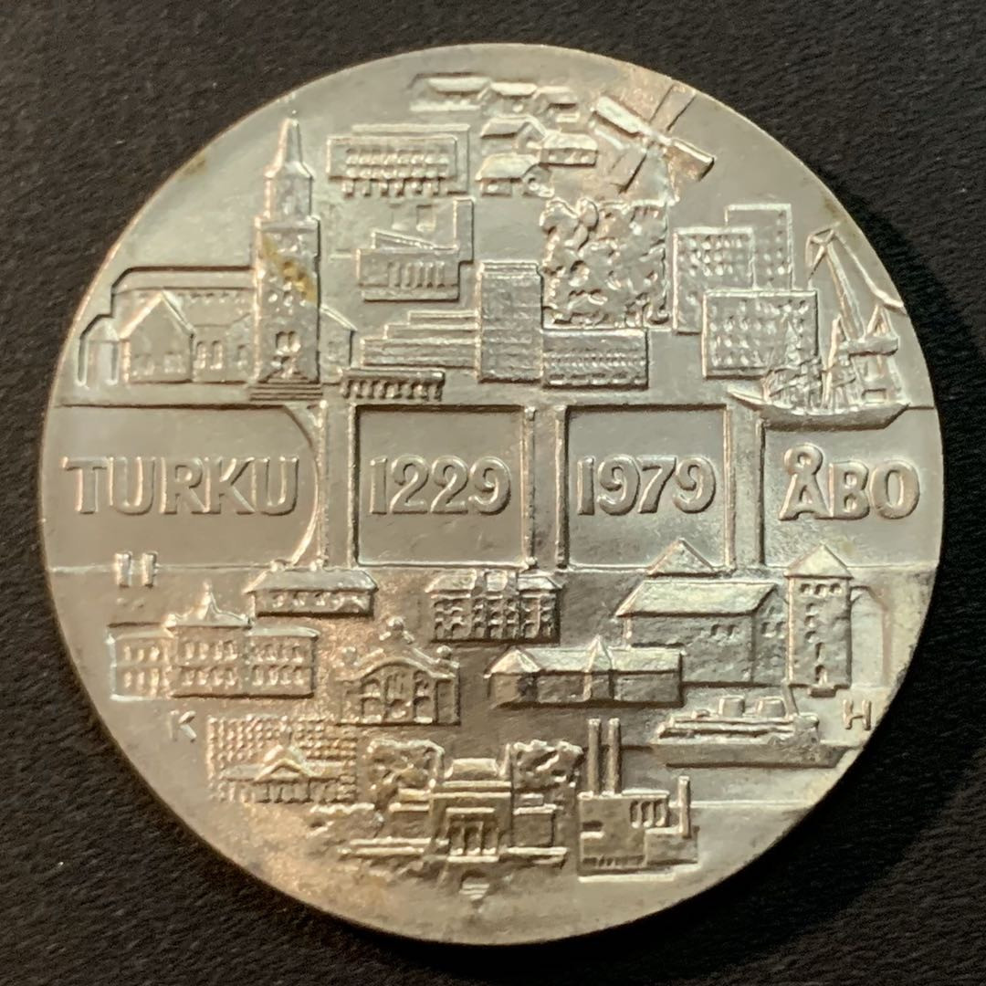 紫瑗钱币—微拍第32期  芬兰 1979年  图尔库建城750周年 25马克 26.6克 0.5银 获奖币