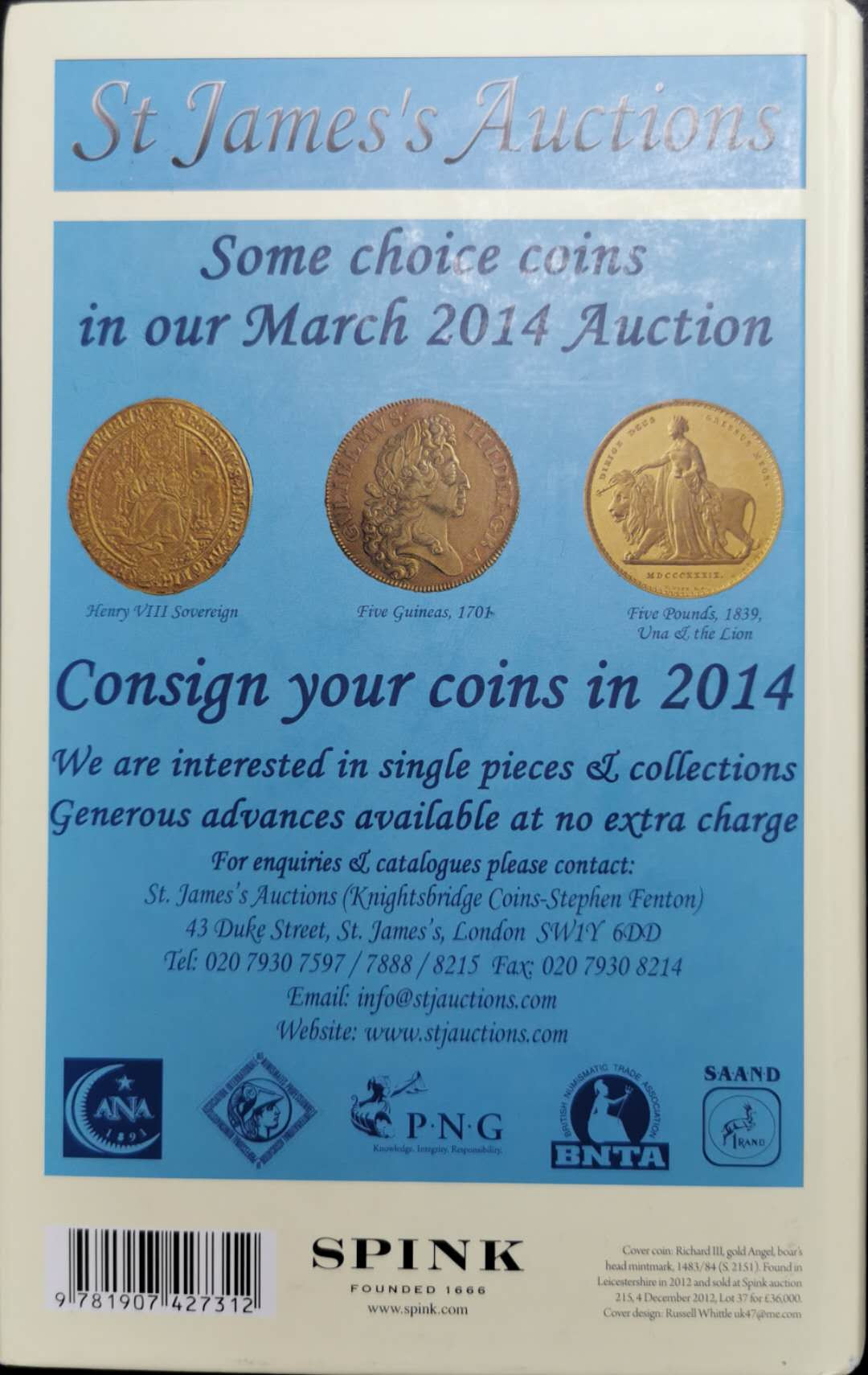 凡希社世界钱币微拍第一百十一期 英国钱币目录2014版661页九五品