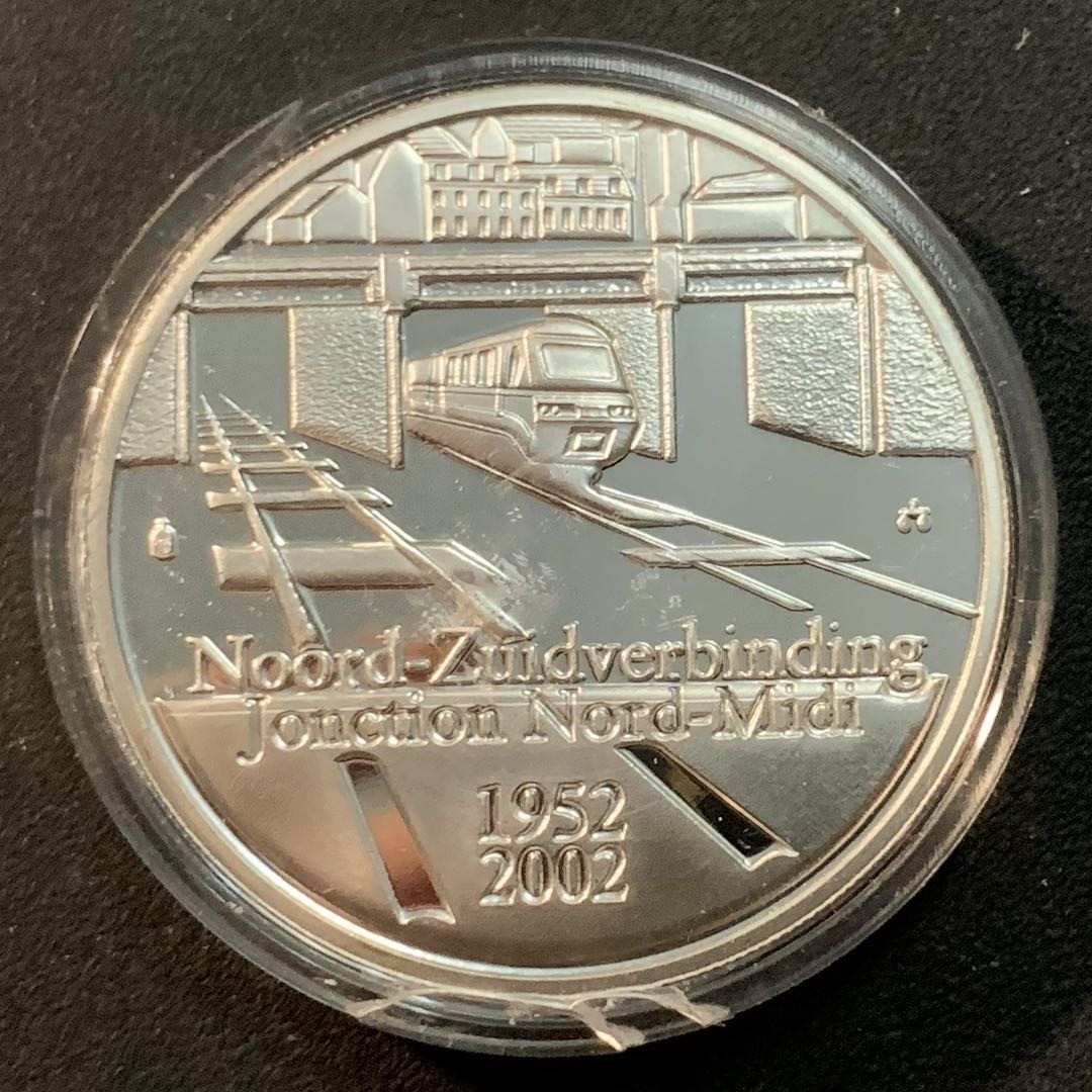 紫瑗钱币—微拍第32期  比利时 2002年 南北火车通车50周年 10欧元 19克 0.925银 精制