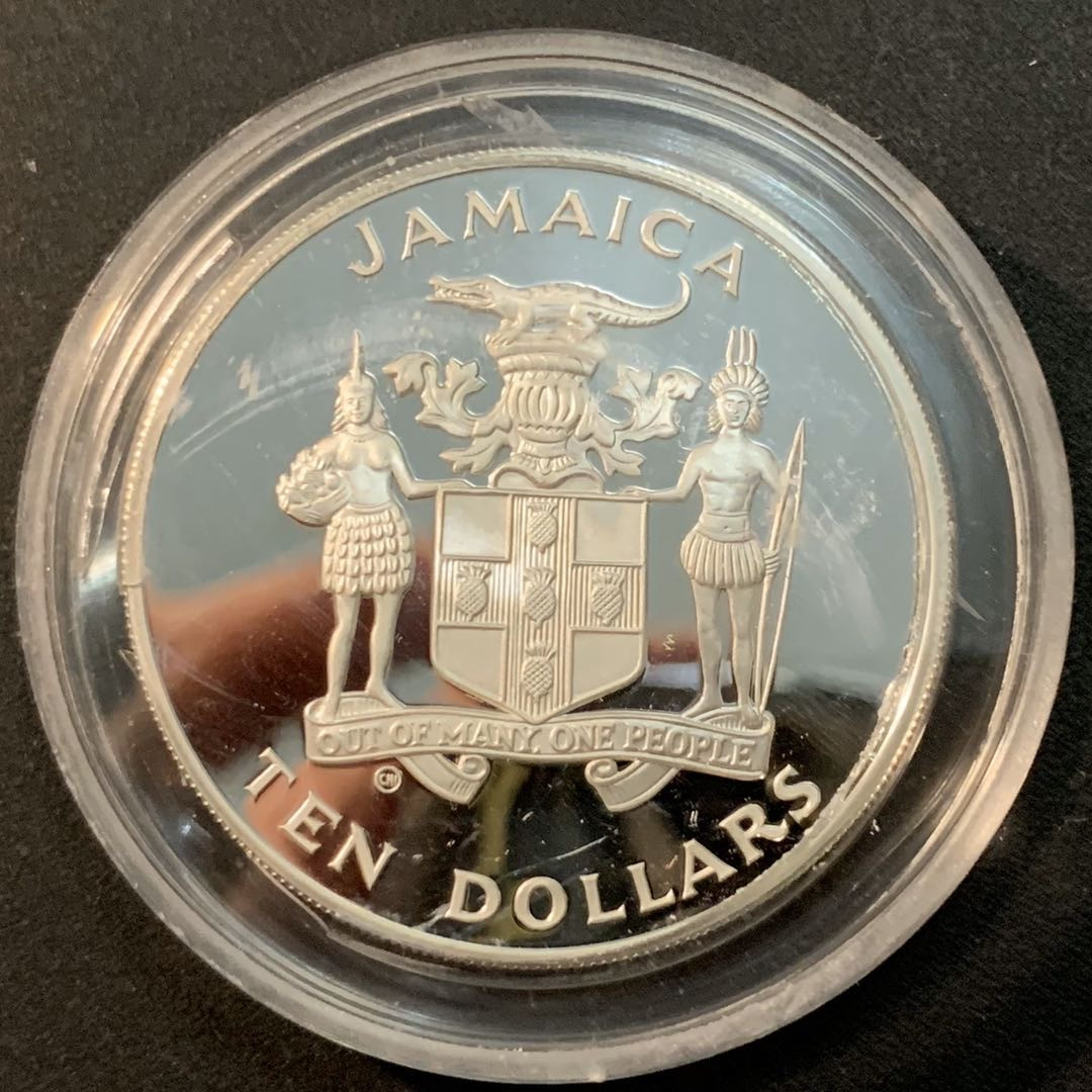 紫瑗钱币—微拍第32期  牙买加 1984年 洛杉矶奥运会 短跑 10元 22.45克 0.925银 精制