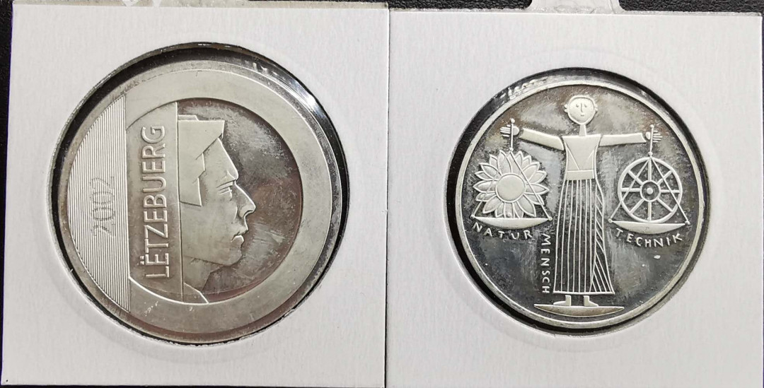凡希社世界钱币微拍第一百十一期 卢森堡与德国精制纪念银币一对