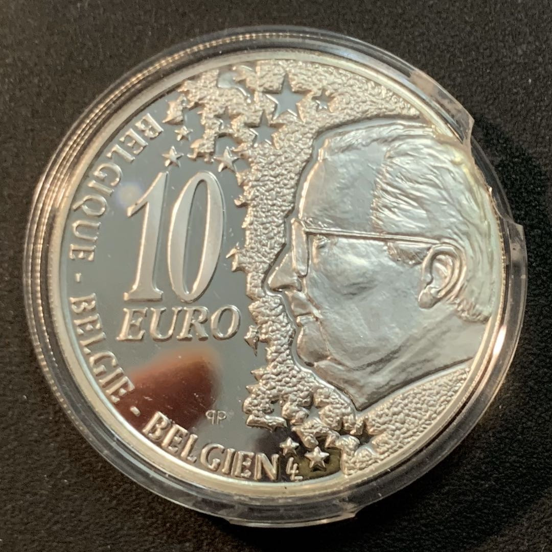 紫瑗钱币—微拍第32期  比利时 2002年 南北火车通车50周年 10欧元 19克 0.925银 精制