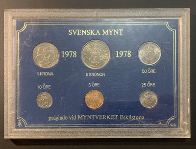 紫瑗钱币—微拍第32期  - 瑞典 1978年 流通币 5欧尔—5克朗 6枚套 原盒