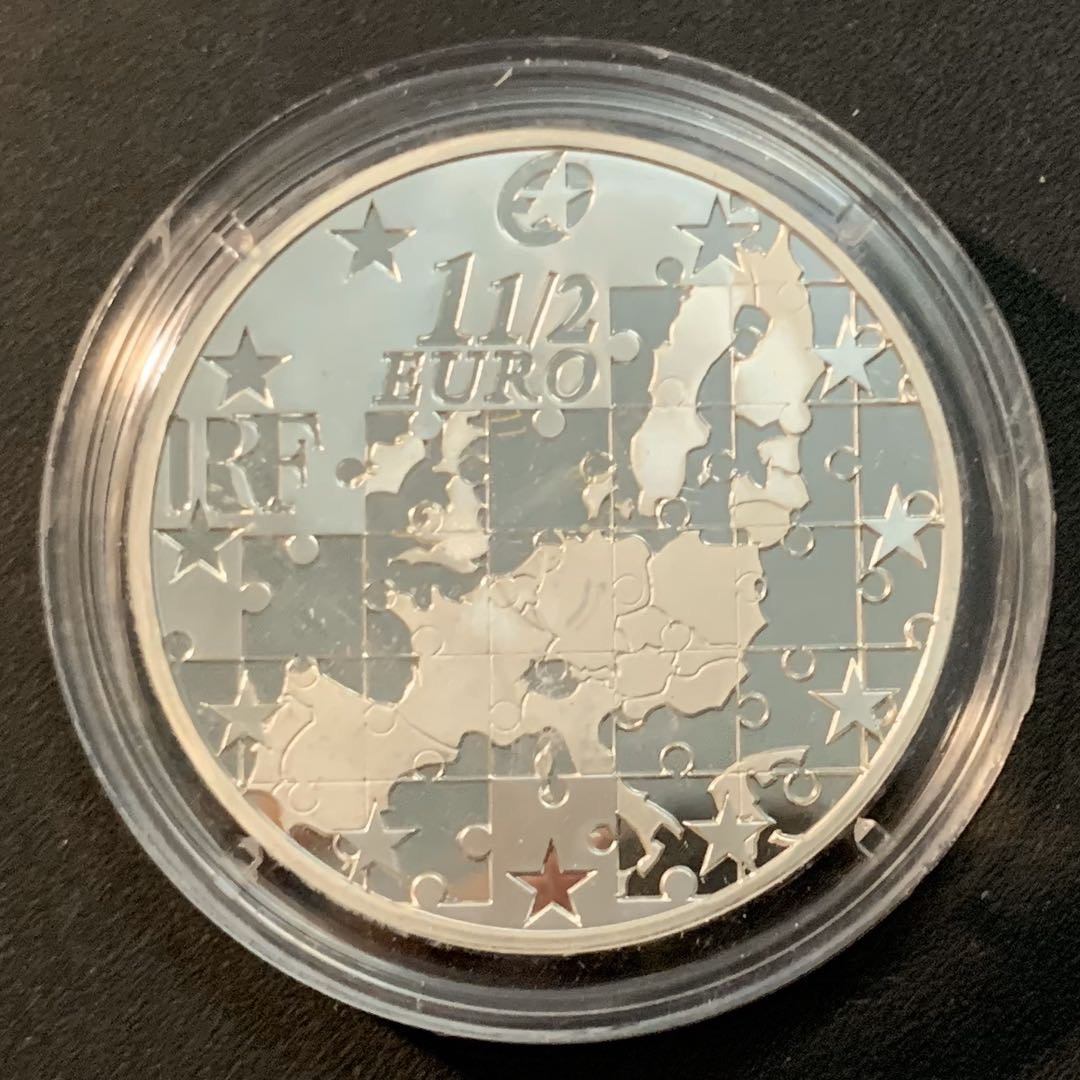 紫瑗钱币—微拍第32期  法国 2004年 欧盟东扩 1.5欧元  22.2克 0.9银 精制