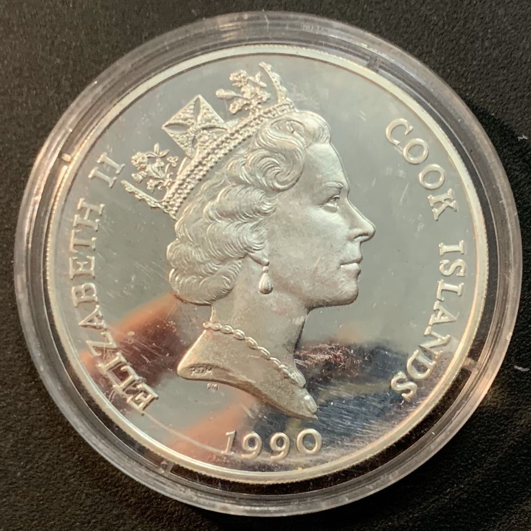 紫瑗钱币—微拍第32期  库克群岛 1990年 世界濒危野生动物系列 折耳猫 50元 19.8克 0.925银 精制