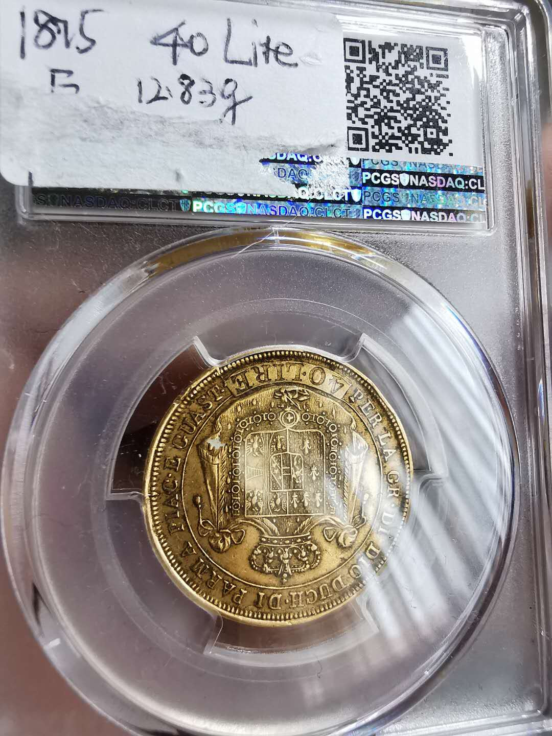 凡希社世界钱币微拍第一百十一期 荐！1815帕尔马LUIGIA女大公40里拉金币PCGS-AUD