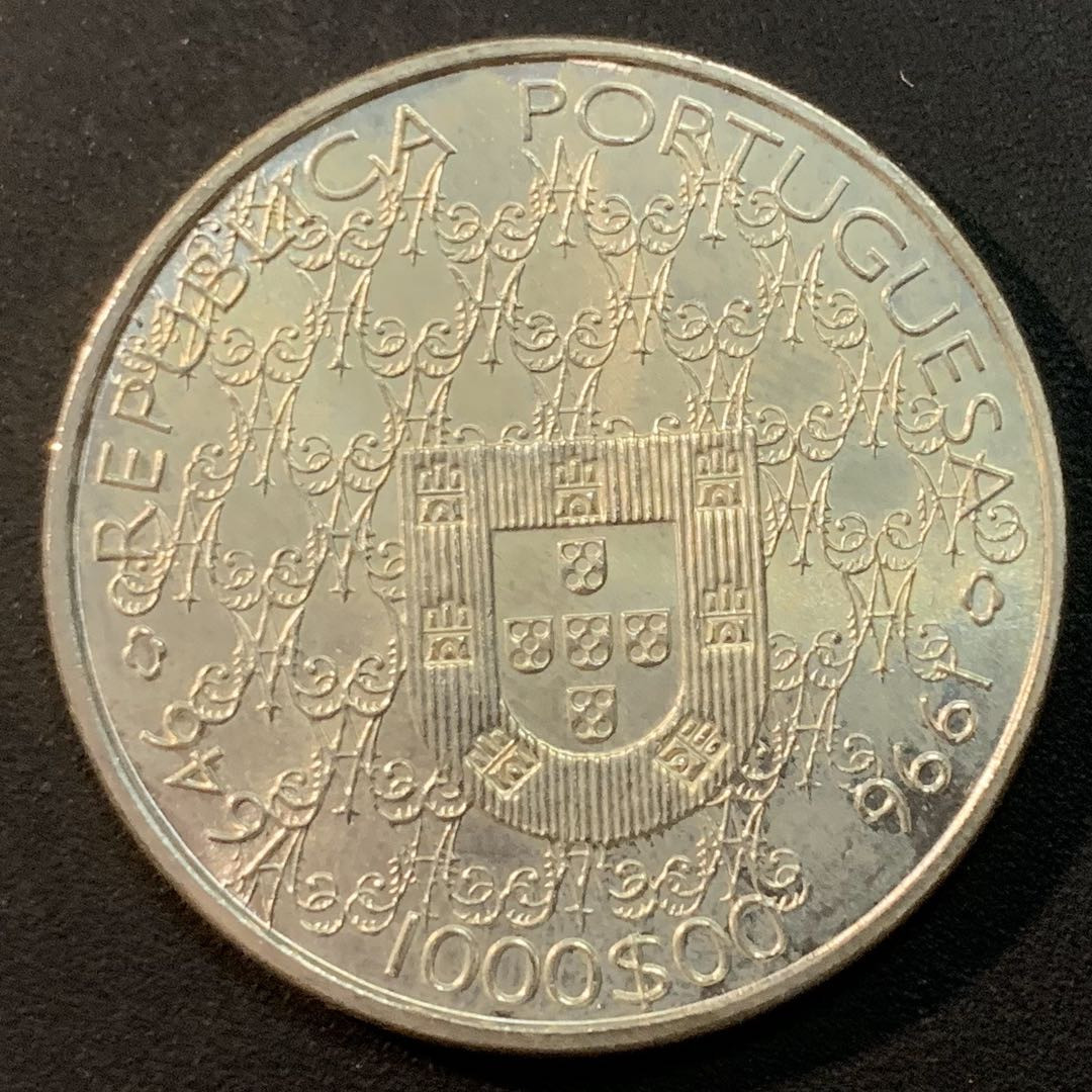 紫瑗钱币—微拍第32期  葡萄牙 1996年 孔塞桑守护神 1000埃斯库多 28克 0.5银