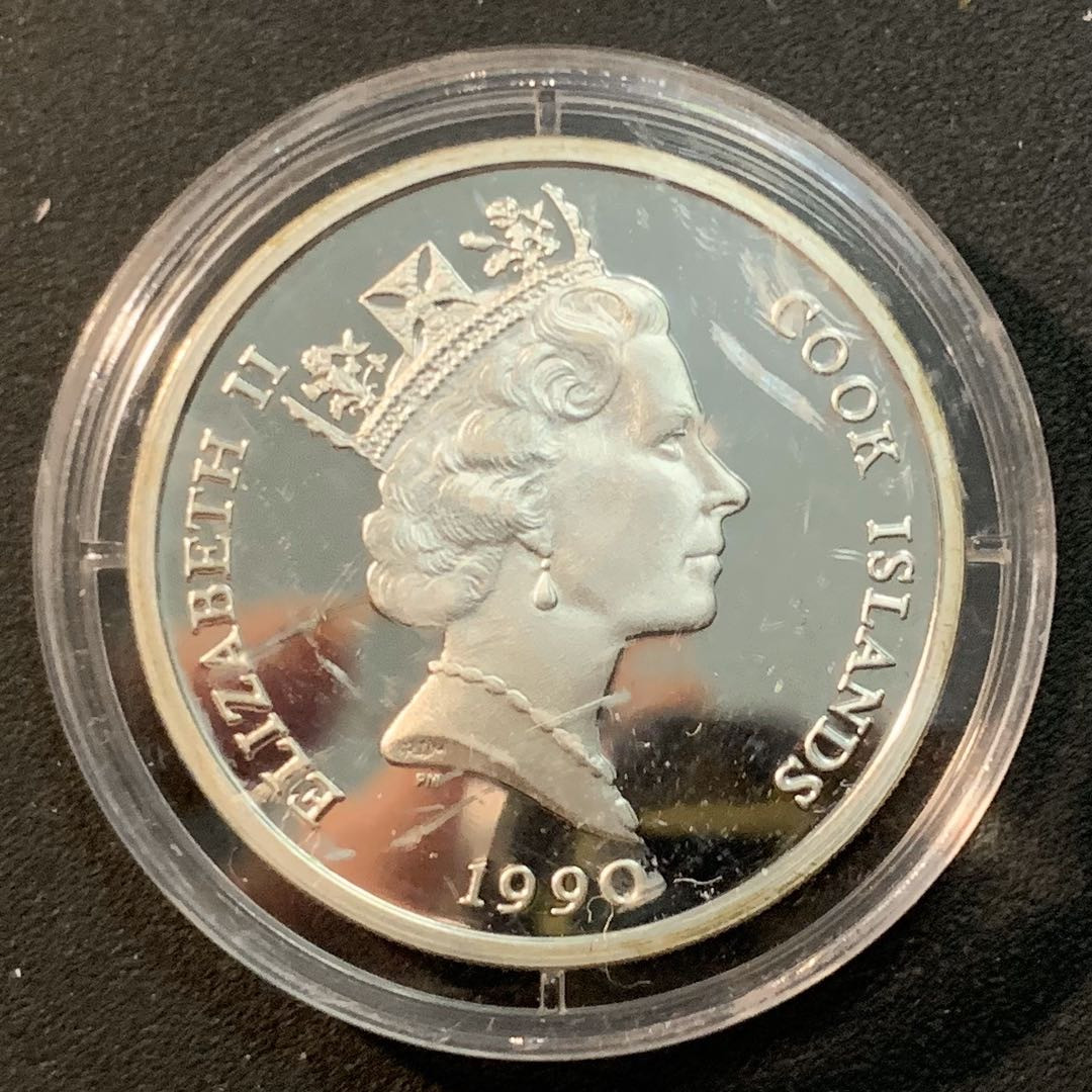 紫瑗钱币—微拍第32期  库克 1990年 世界濒危野生动物系列 亚洲象 10元 10克 0.925银 精制