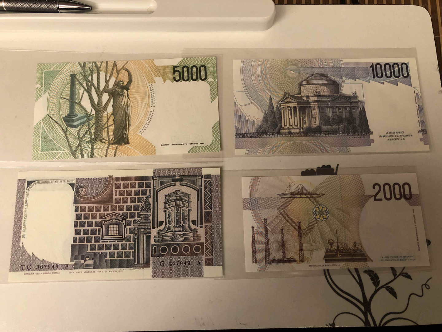 【收藏联盟】第124期拍卖——征服者科尔特斯（共50拍） 【一组8张】意大利纸币一组 500-10000里拉 UNC/UNC-