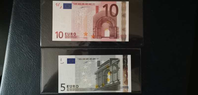 【收藏联盟】第124期拍卖——征服者科尔特斯（共50拍） 【一组2张】欧盟 一签 荷兰版 5欧元、10欧元 全新UNC 