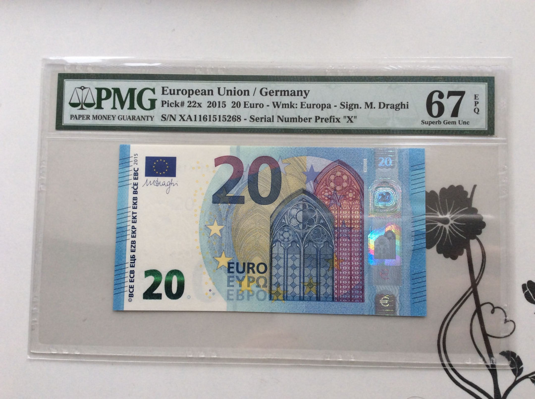 【收藏联盟】第124期拍卖——征服者科尔特斯（共50拍） 欧盟 2015年 20欧元 德国版 PMG67EPQ
