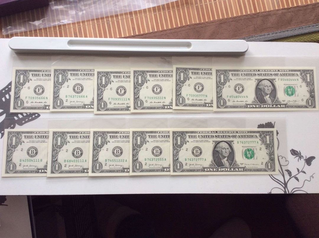 【收藏联盟】第124期拍卖——征服者科尔特斯（共50拍） 【一组11张】美国 1美金 豹子号一组 全新UNC