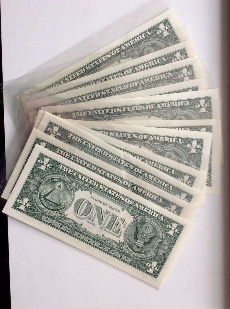 【收藏联盟】第124期拍卖——征服者科尔特斯（共50拍） 【一组11张】美国 1美金 豹子号一组 全新UNC