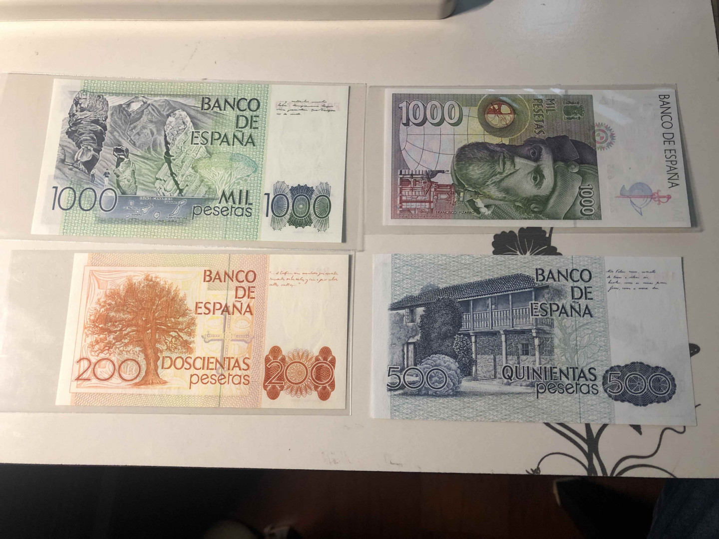 【收藏联盟】第124期拍卖——征服者科尔特斯（共50拍） 【一组4张】西班牙500-1000比塞塔 全新UNC 