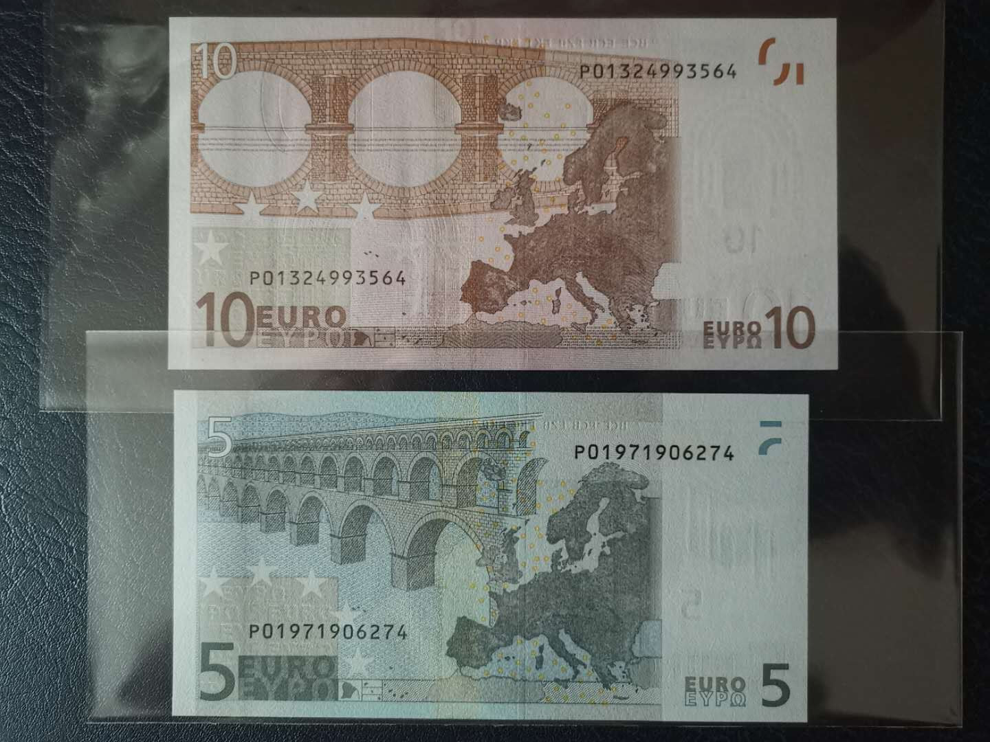 【收藏联盟】第124期拍卖——征服者科尔特斯（共50拍） 【一组2张】欧盟 一签 荷兰版 5欧元、10欧元 全新UNC 