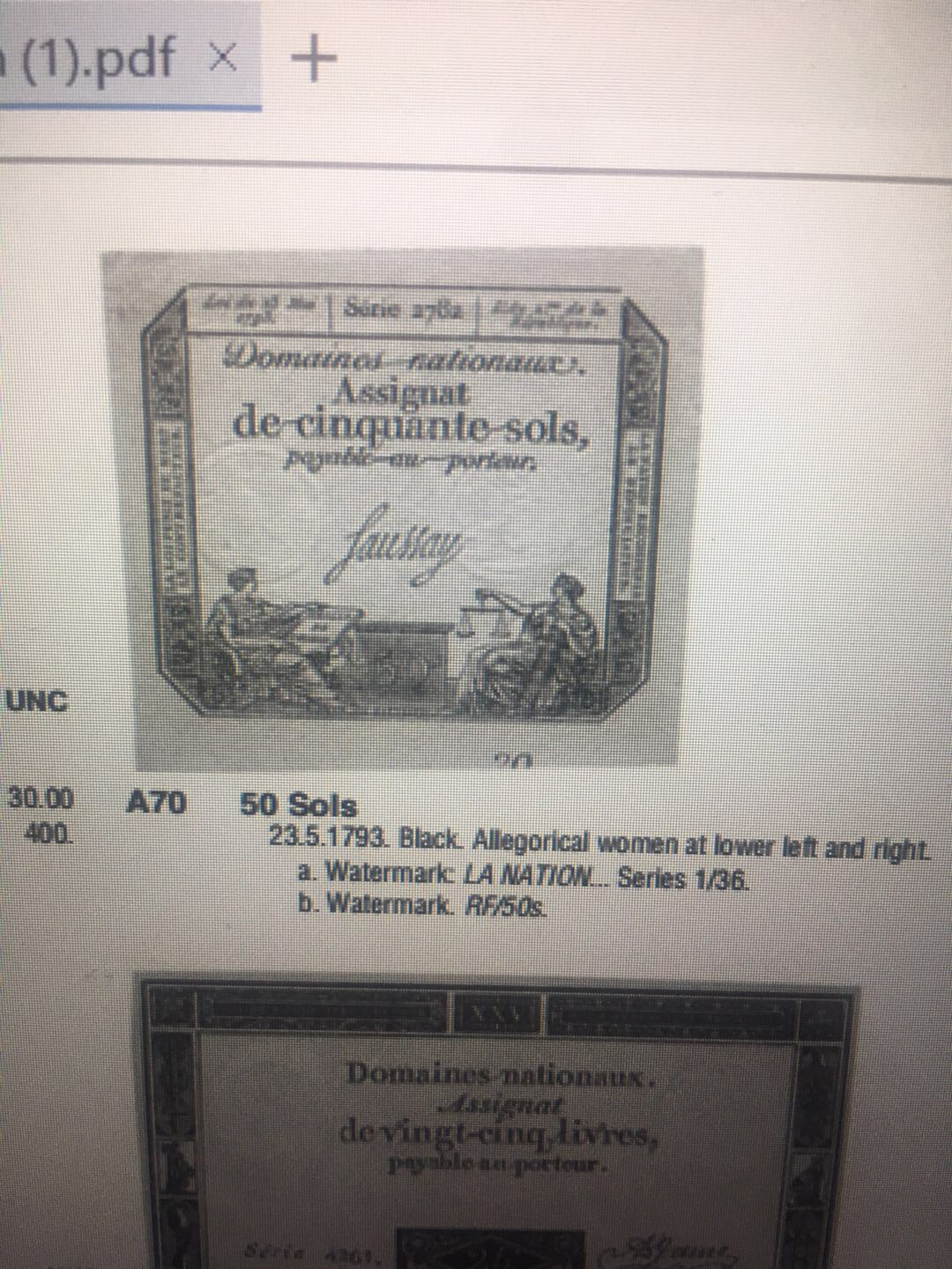 【鲸贝乐淘】千字文·第“化被草木”号拍卖 罕见高分，法国大革命时期🇫🇷1793年50索尔,p m g65