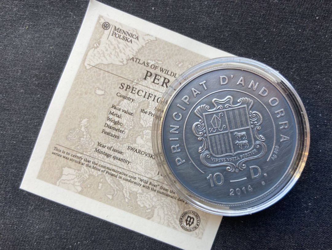 【币观天下】第九十九期钱币拍卖 【安道尔】安道尔仿古镶嵌锆石银币松鸡