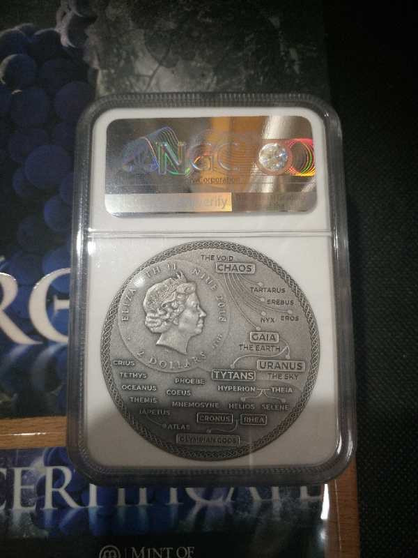 【币观天下】第九十九期钱币拍卖 【纽埃】纽埃希腊神之农神【2oz ngc70】066编号