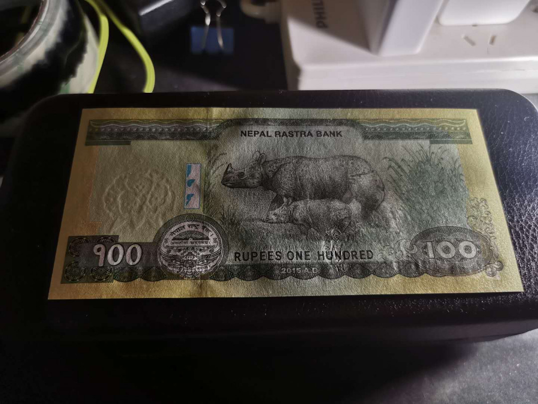 【鲸贝乐淘】千字文·第“赖及万方 ”号拍卖 【中国代印】2015年尼泊尔100卢比UNC 和一张捆签带汉字人名，证明中国代印