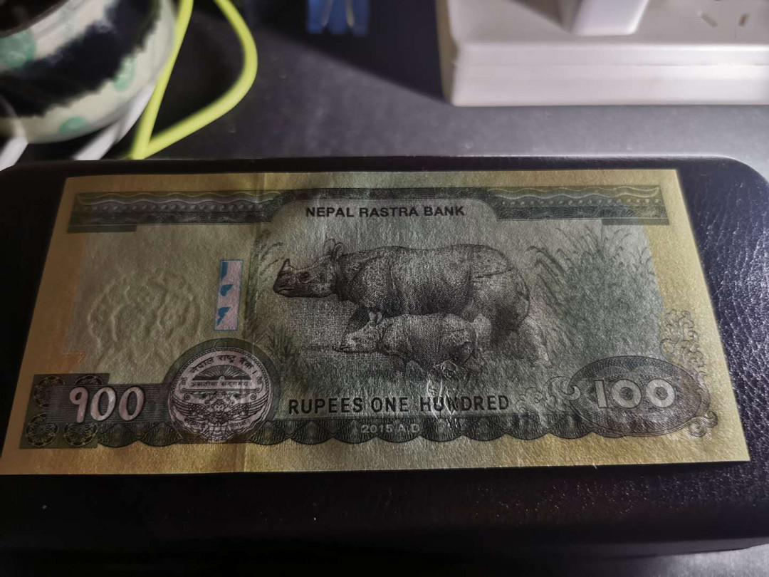 【鲸贝乐淘】千字文·第“赖及万方 ”号拍卖 【中国代印】2015年尼泊尔100卢比UNC 和一张带汉字人名捆签，中国代印证明