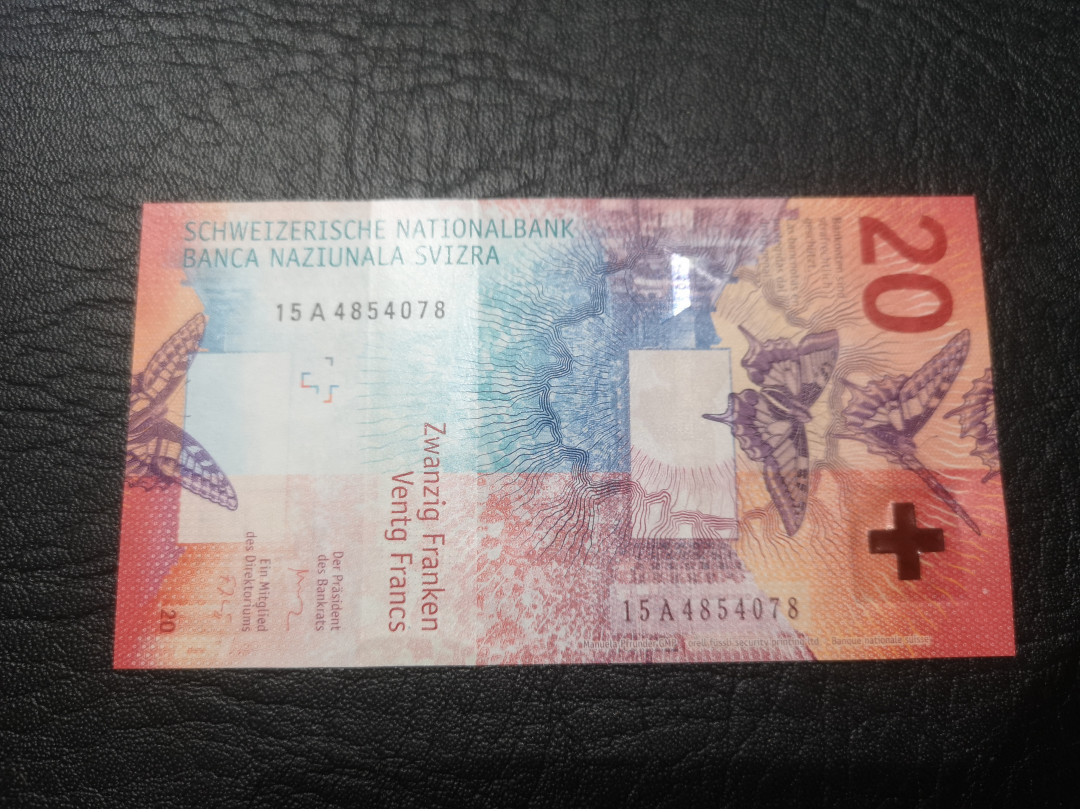 《外钞收藏家》第七十六期拍卖 瑞士最新版20法郎  15A首发 全新绝品