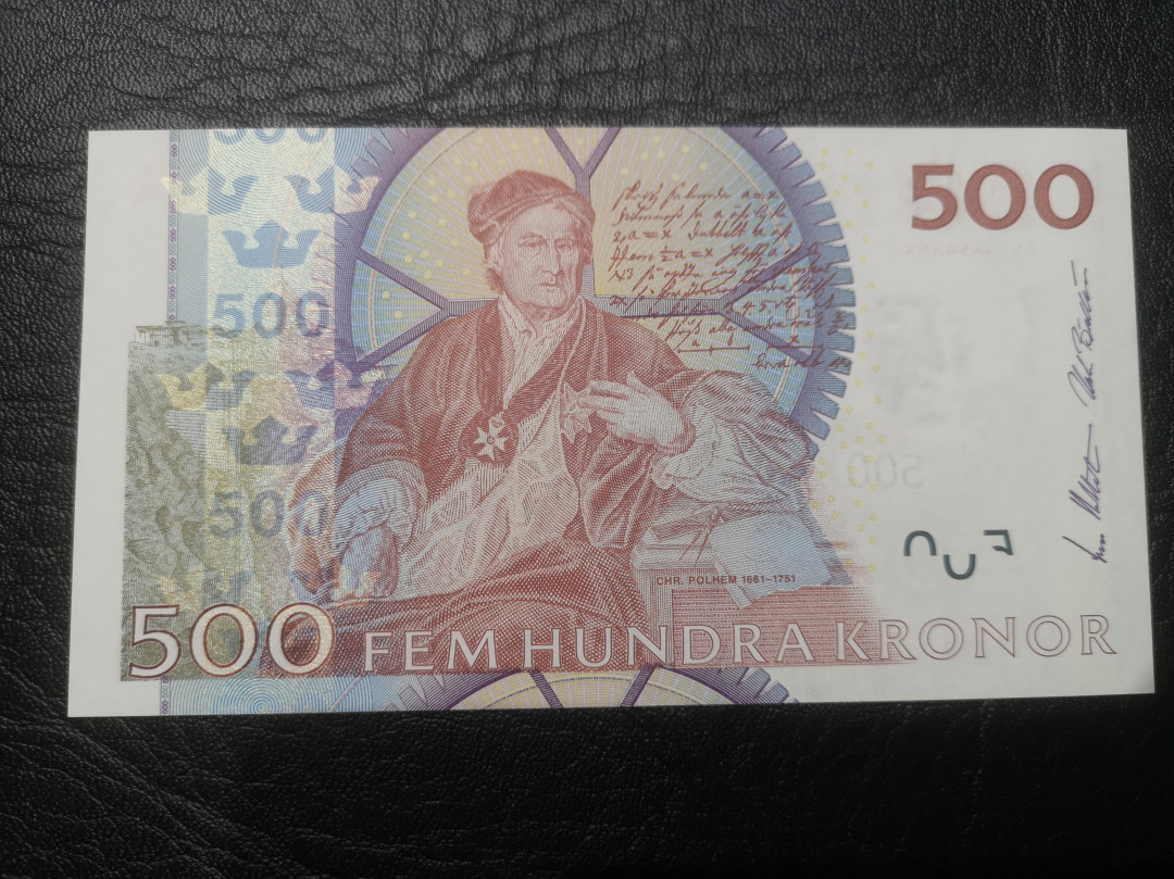 《外钞收藏家》第七十六期拍卖 瑞典倒二版 500克朗 卡尔 全新unc