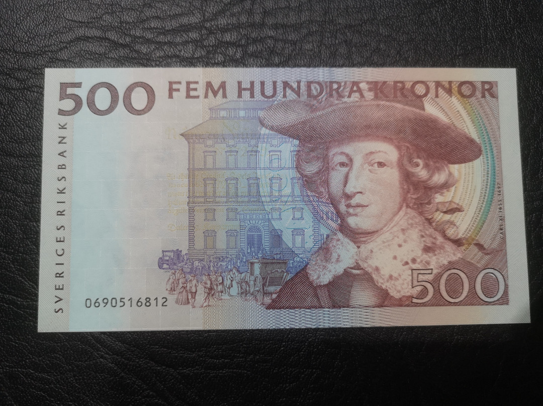 《外钞收藏家》第七十六期拍卖 瑞典500克朗 红色卡尔 全新绝品 稀少版