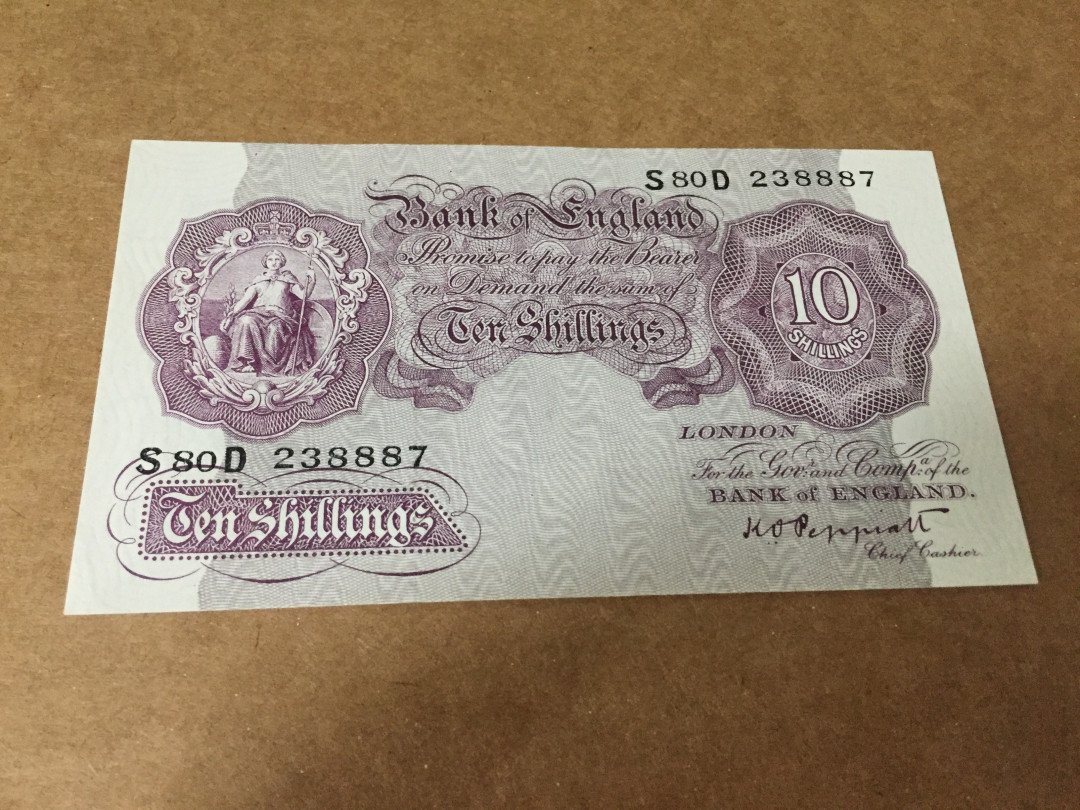 【收藏联盟】第126期拍卖——数字迷踪（共45拍） 英国 A序列1940年 10先令 二战期间 紫色版本稀少 全新UNC绝品