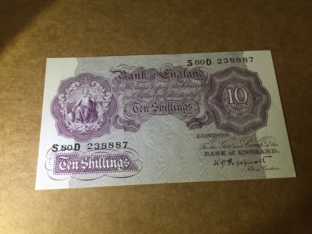 【收藏联盟】第126期拍卖——数字迷踪（共45拍） 英国 A序列1940年 10先令 二战期间 紫色版本稀少 全新UNC绝品