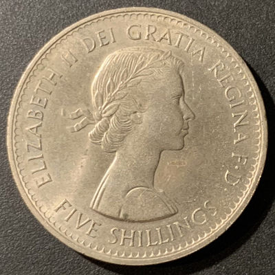 紫瑗钱币—微拍第33期  - 英国 1960年  伊丽莎白二世 5先令 克朗币