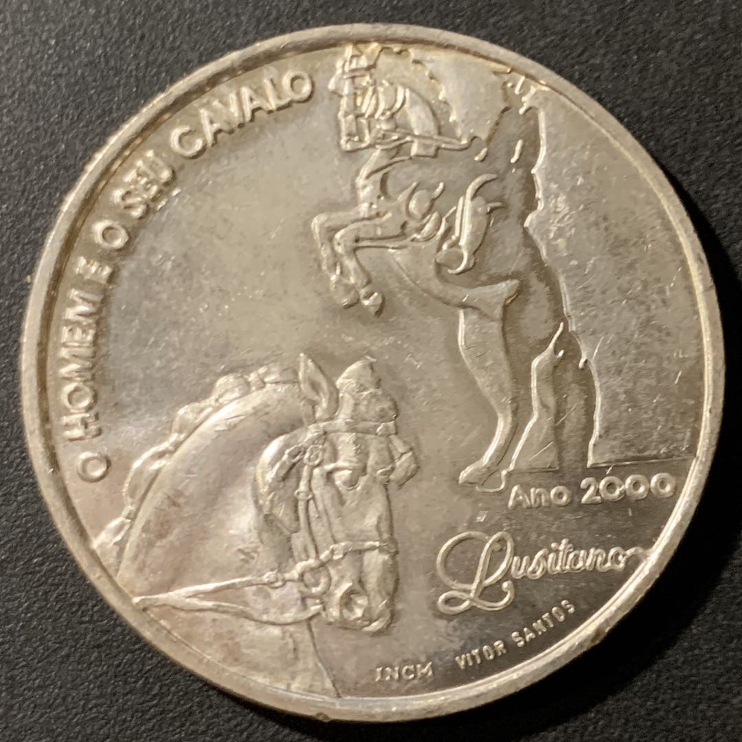 紫瑗钱币—微拍第33期  葡萄牙 2000年 葡属伊利比亚半岛殖民地 1000埃斯库多 27克 0.5银