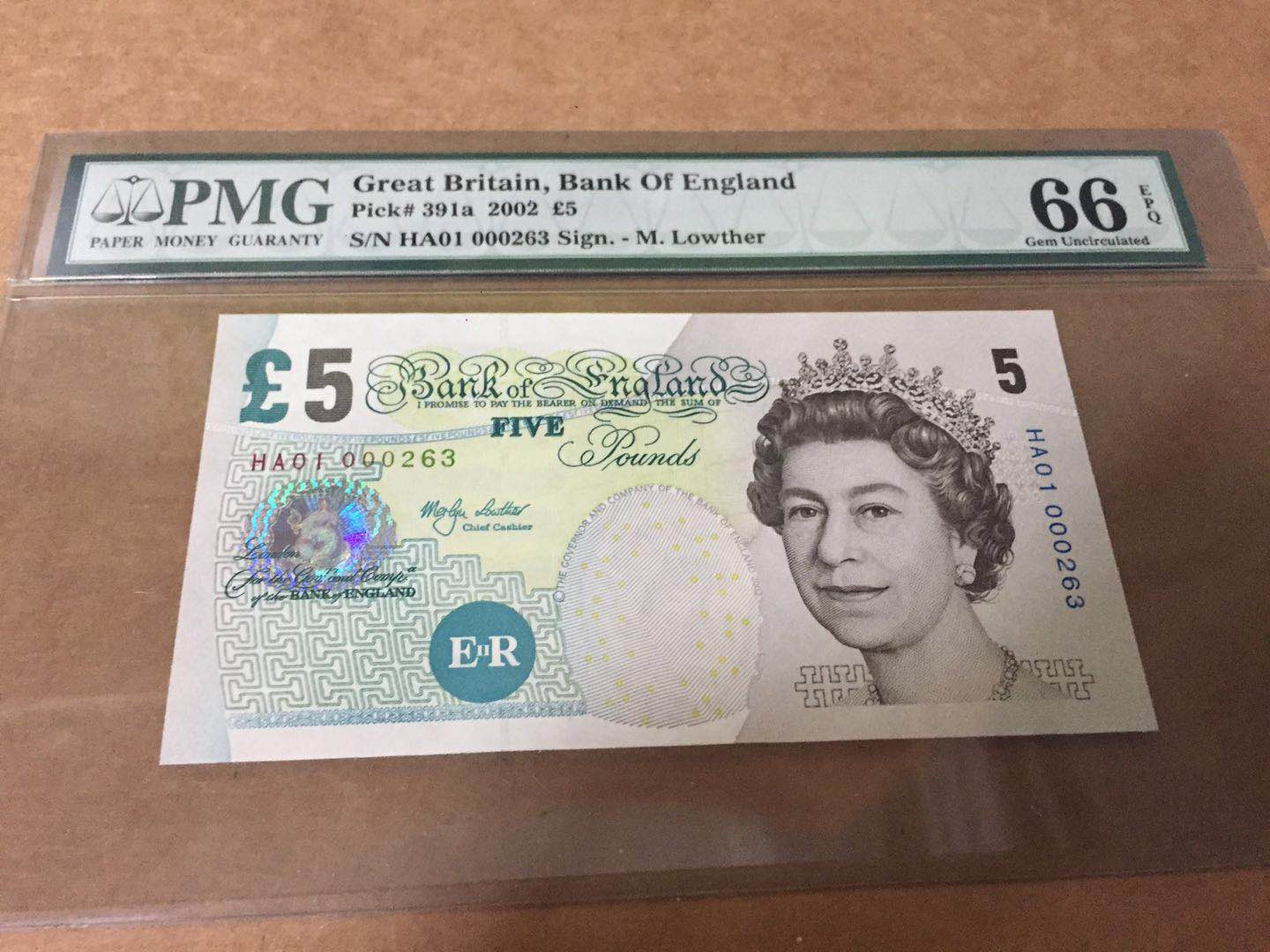 【收藏联盟】第126期拍卖——数字迷踪（共45拍） 【首发冠全同263小号】英国 1999-2006年 5-10-20-50镑 全部PMG66EPQ 非常值得收藏的一套