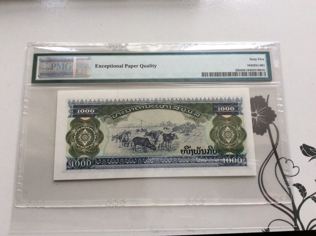 【收藏联盟】第126期拍卖——数字迷踪（共45拍） 【一组6张】老挝 1992-2003年 1000基普 各个版本 PMG64EPQ-66EPQ 有趣的一拍