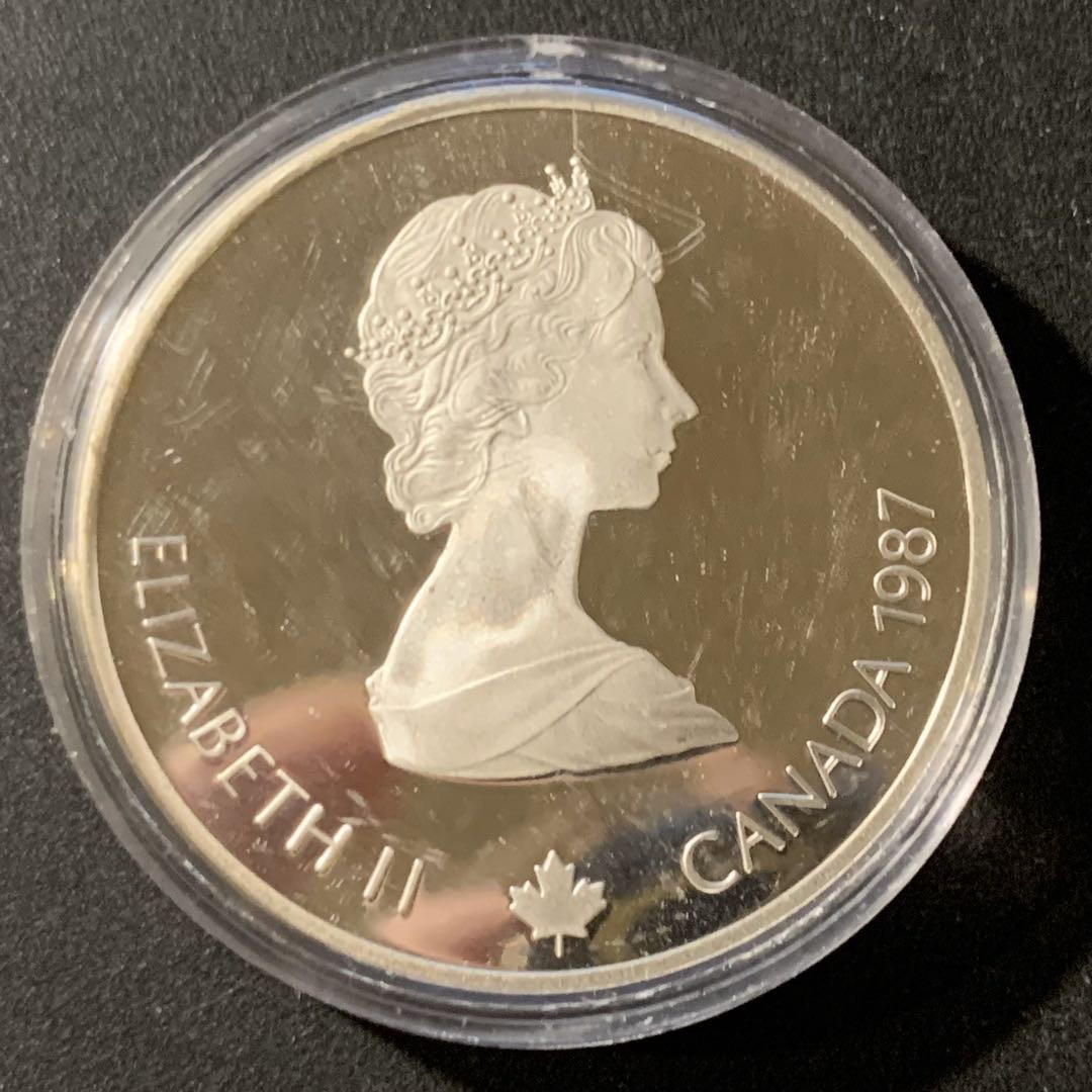 紫瑗钱币—微拍第33期  加拿大 1987年 卡尔加里冬奥会 冰壶 20元  34.1克 0.925银 精制