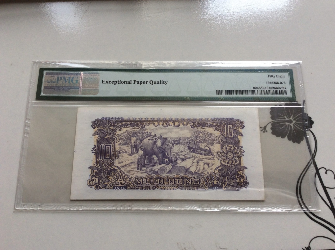 【收藏联盟】第126期拍卖——数字迷踪（共45拍） 【一组8张】越南纸币一组 1976年 1-50盾及5毫 PMG35-63 