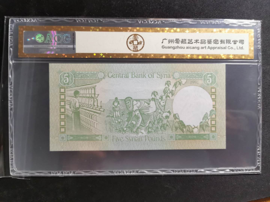 【鲸贝乐淘】千字文·第“盖此身发”号拍卖 【叙利亚🇸🇾 】1991年5磅，爱藏金评66E