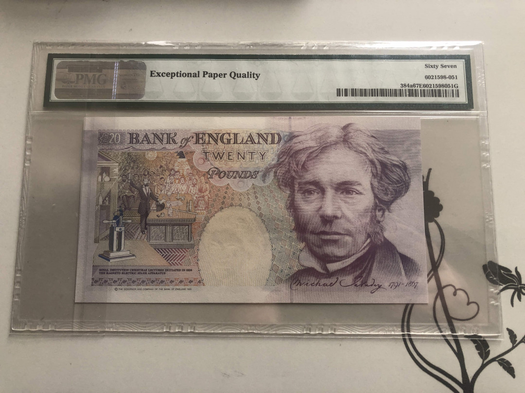 【收藏联盟】第127期拍卖——花神迎春（共50拍） 【皇冠版】英国E序列 1990-91年 20镑 p384a PMG67EPQ