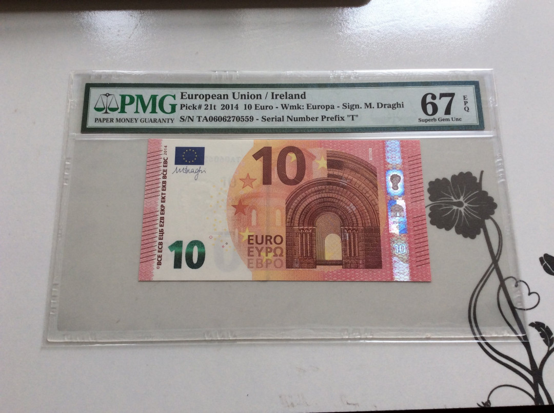 【收藏联盟】第127期拍卖——花神迎春（共50拍） 欧盟 2014年 10欧元 PMG67EPQ 爱尔兰版 较少