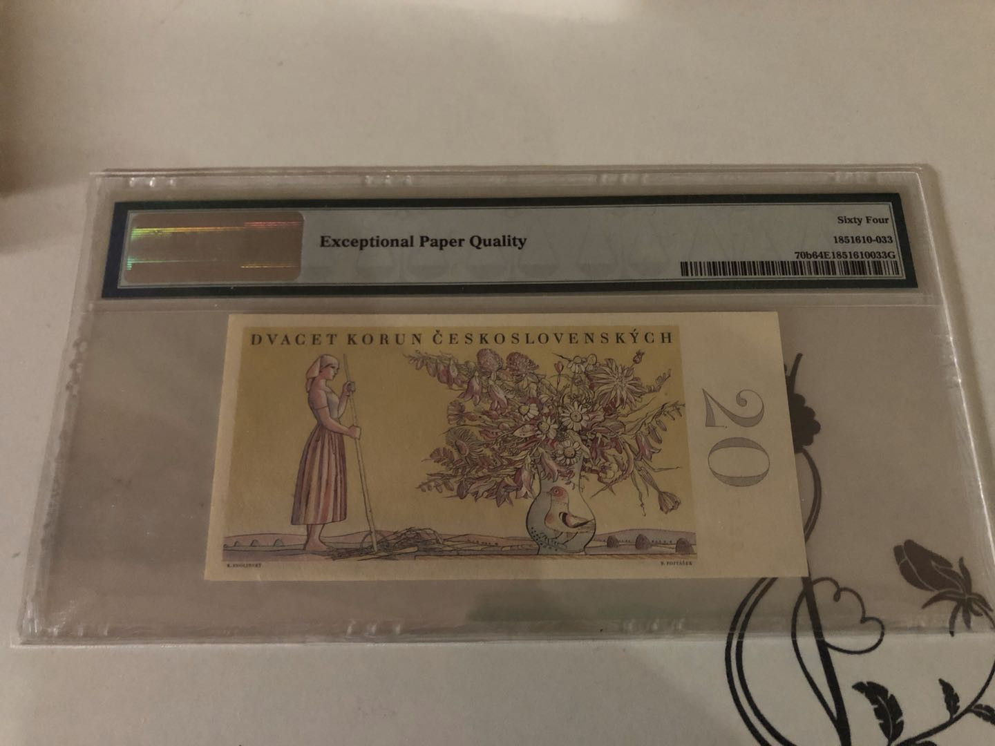 【收藏联盟】第127期拍卖——花神迎春（共50拍） 【实票】捷克斯洛伐克 1949年 20克朗 PMG64EPQ