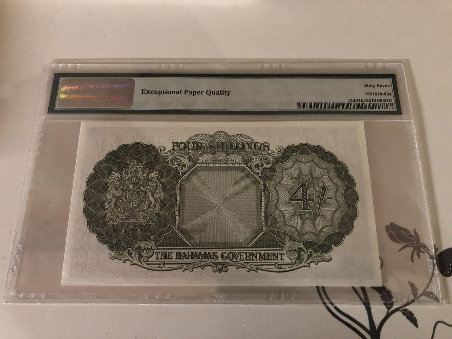 【收藏联盟】第127期拍卖——花神迎春（共50拍） 巴哈马 1963年 4先令 PMG67EPQ 超高分 大冠女王 精美
