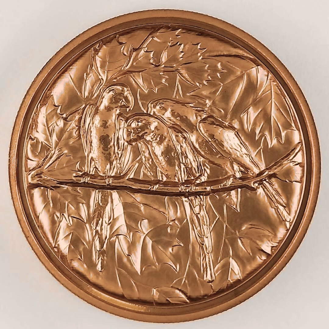 CSIS-GREAT评级精品钱币拍卖第二十九期 中国2014年新世纪鸟类动物大铜章鹦鹉40毫米双面高浮雕紫铜纪念章