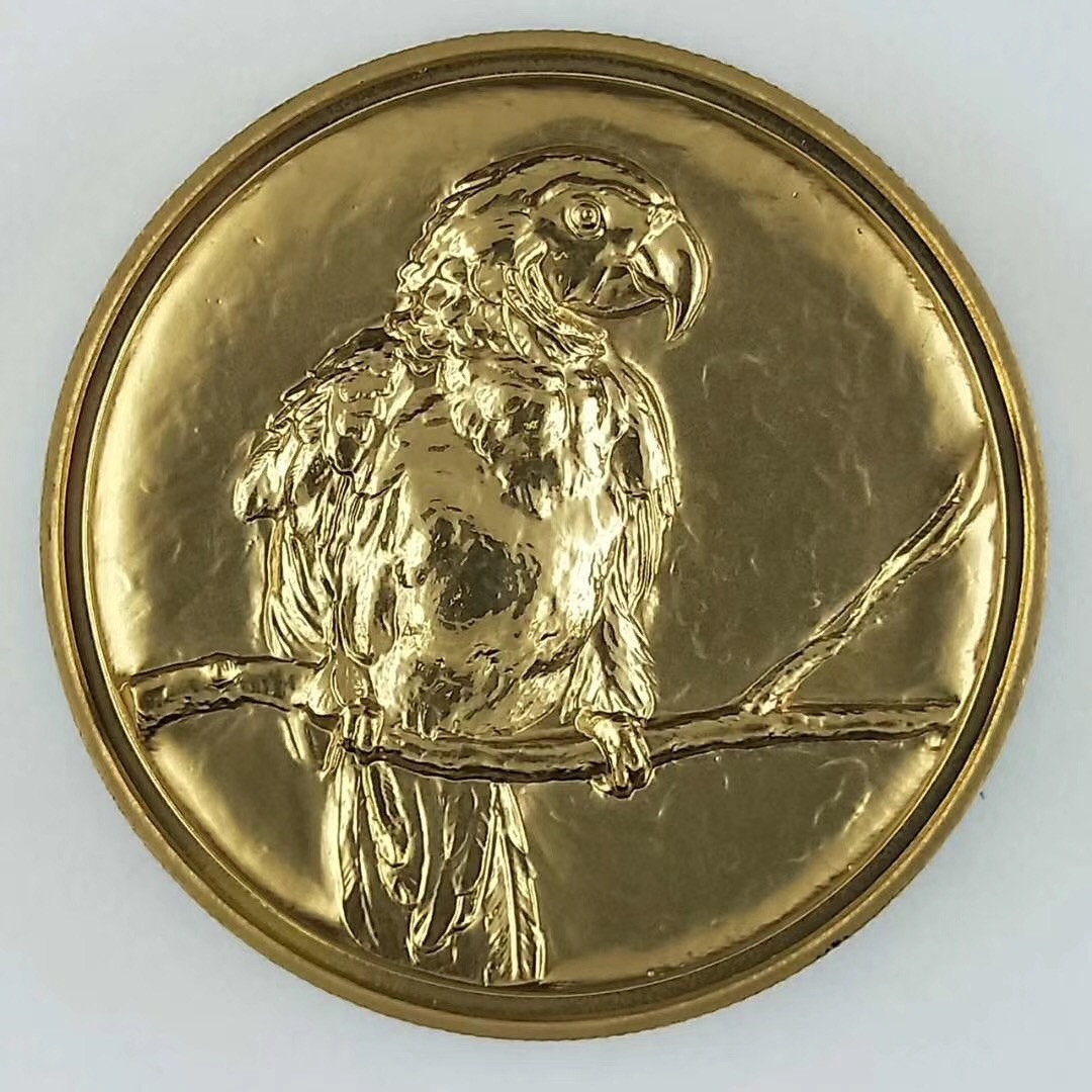 CSIS-GREAT评级精品钱币拍卖第二十九期 中国2014年新世纪鸟类动物大铜章鹦鹉40毫米双面高浮雕黄铜纪念章