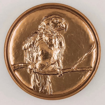 CSIS-GREAT评级精品钱币拍卖第二十九期 - 中国2014年新世纪鸟类动物大铜章鹦鹉40毫米双面高浮雕紫铜纪念章